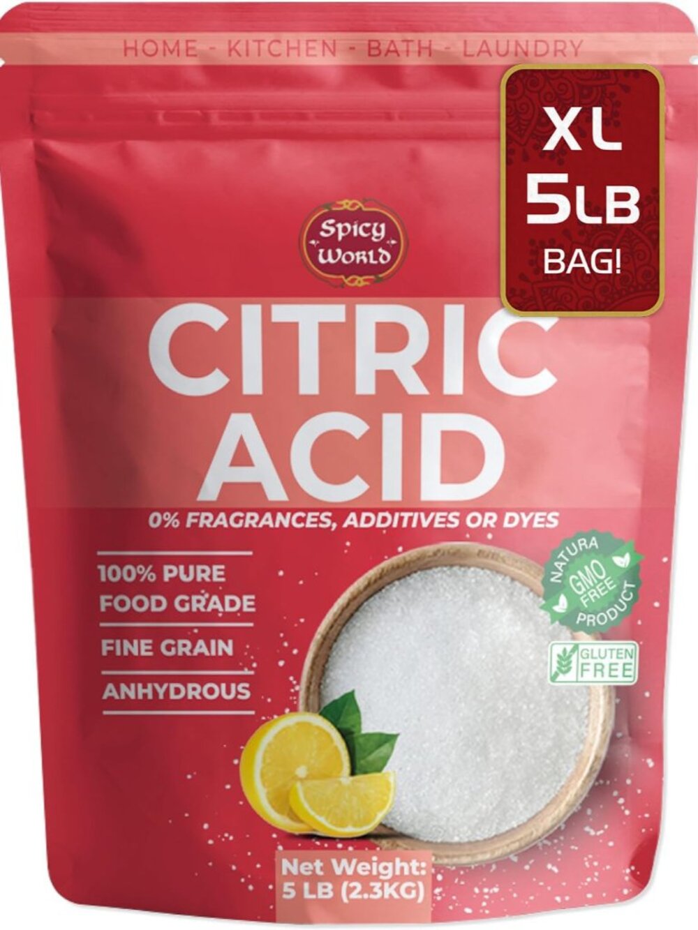 Pure Citric Acid, 5 Pound - Food Grade & Non-GMO- Natural Food Preservative, All